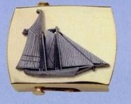 Deluxe Plated 2" Belt Buckle (America Sailboat)
