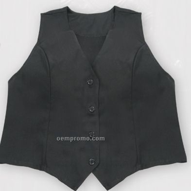 Female Long Fitted Twill Vest - Black
