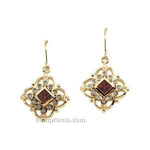 14kw Chatham Created Ruby And 1/3 Ct Tw Diamond Earrings