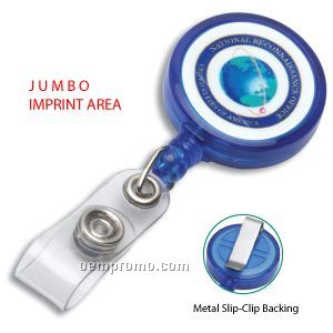 30" Jumbo Imprint Badge Reel W/ Metal Slip Clip Back (Overseas 8-10 Week)