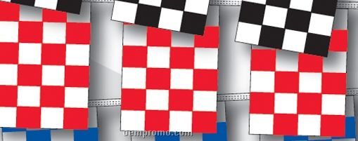 30' 4 Mil Rectangle Checkered Race Track Pennant - Red/White