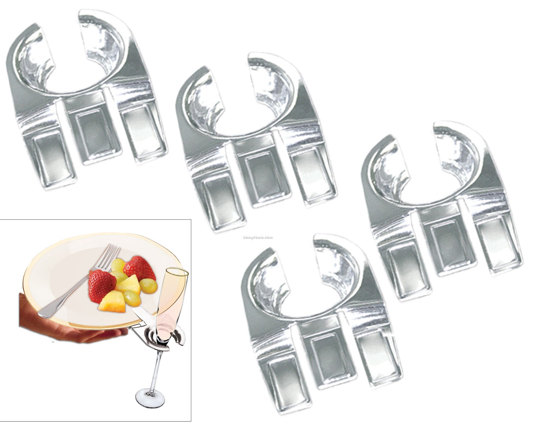 4-piece Drinking Glass Holder/Plate Clip Set