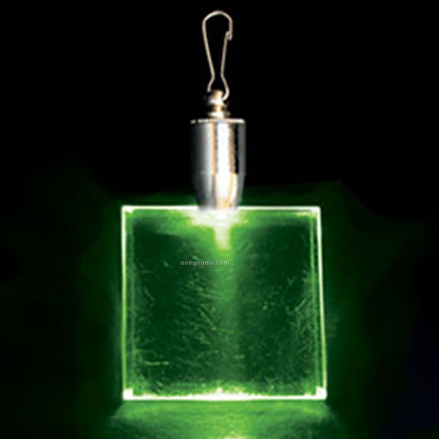 Light Up Pendant With Clip - Square - Green LED