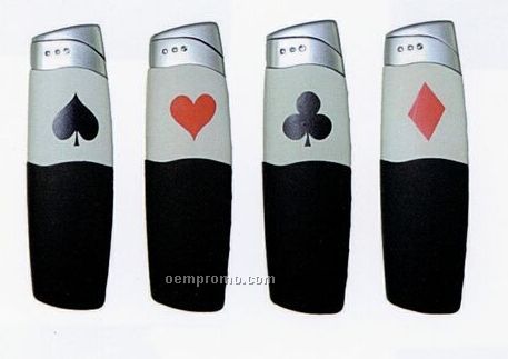 Poker Single Blue Flame Lighters W/ Child Resistant