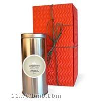 Tall Tea Tin With 30 Rare Organic Whole Leaf Satin Tea Bags In A Gift Box