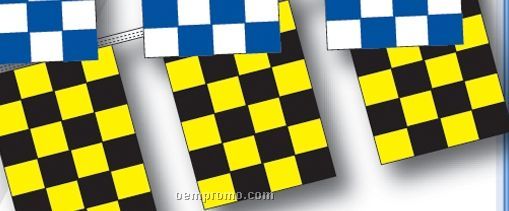 30' 4 Mil Rectangle Checkered Race Track Pennant - Black/Yellow