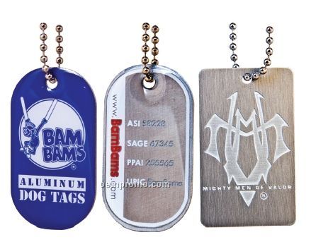 Anodized Aluminum Dog Tags W/ Matte Nickel Finish (Economy)