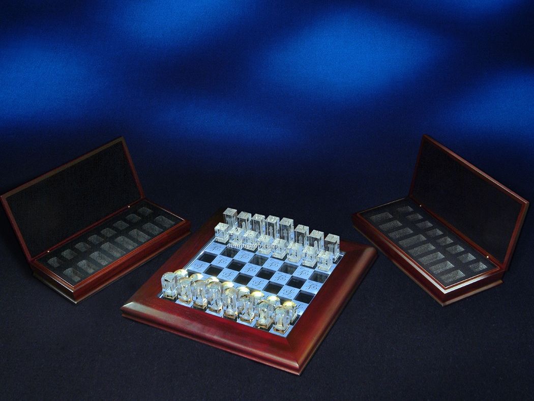 Crystal Chess Set With Lighted Board