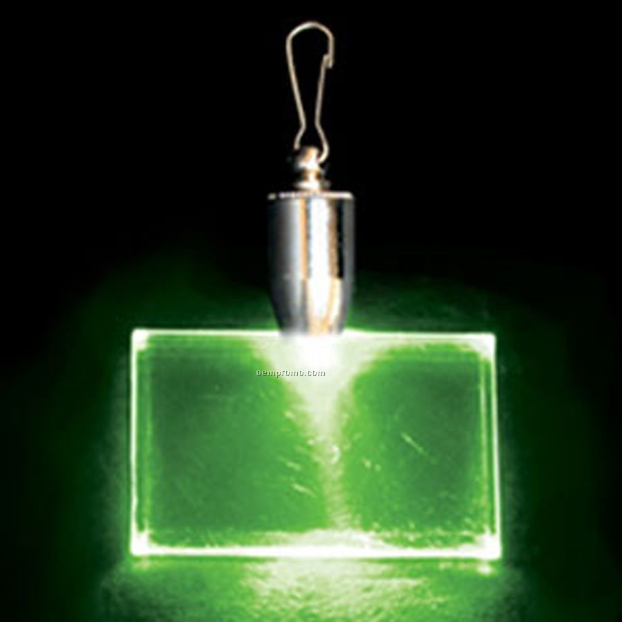 Light Up Pendant With Clip - Rectangle - Green LED