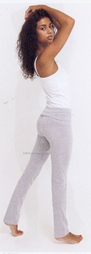 Cotton Spandex Straight Leg Yoga Pants - 10% Polyester In Heather Gray