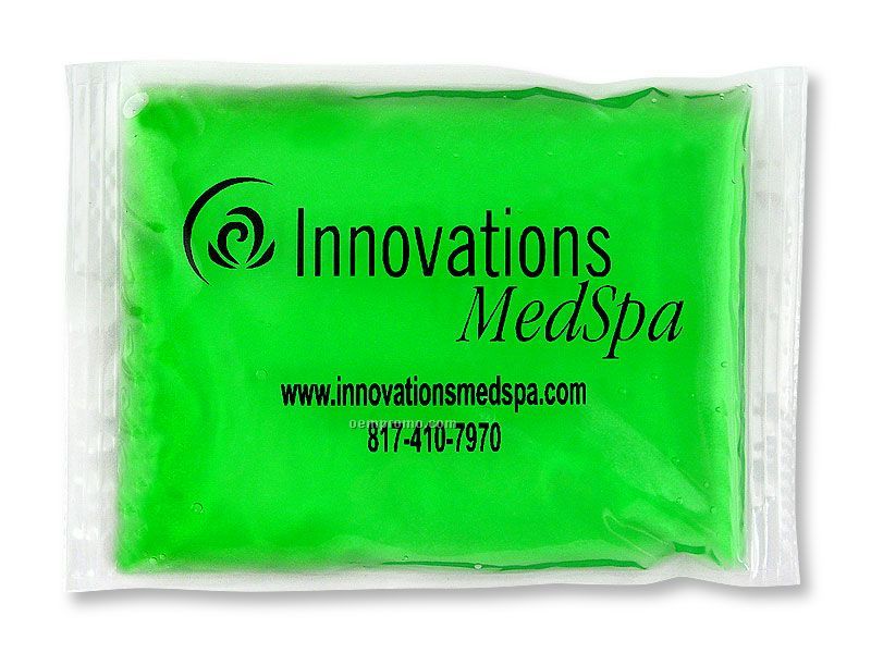 Green Freeze- Solid Ice / Heat Pack With Black, Blue Or Red Imprint (4"X6")