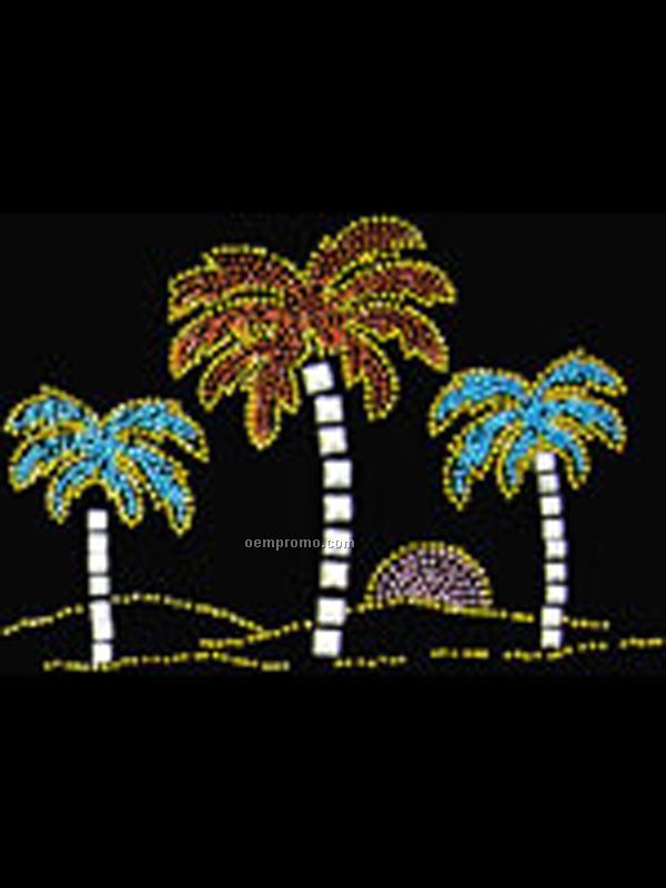 Palm Trees Beach Rhinestone Transfer