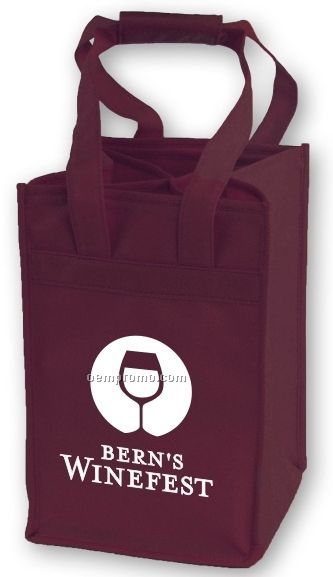 Recyclable 4 Wine Bottle Insulated Tote Bag