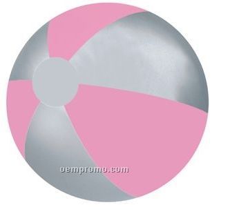 16" Inflatable Alternating Color Beach Ball - Pink & Silver