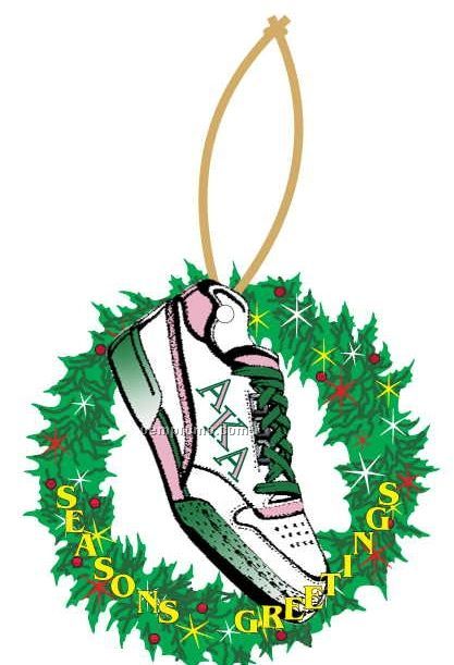 Alpha Kappa Alpha Sorority Shoe Wreath Ornament / Mirror Back (10 Sq. Inch)