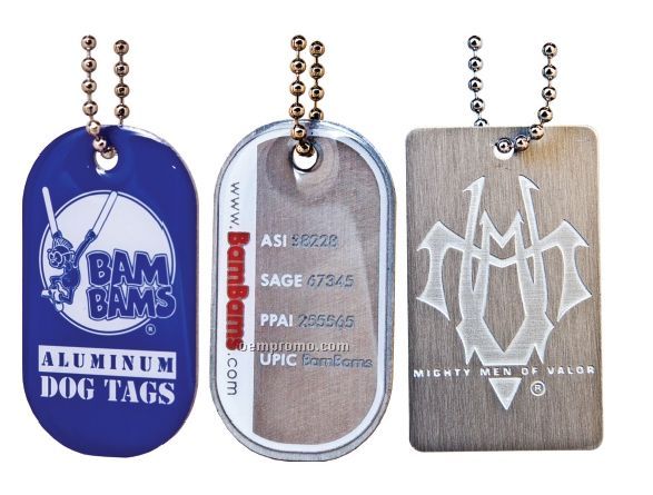 Anodized Aluminum Dog Tags W/ Matte Nickel Finish (Super Saver)