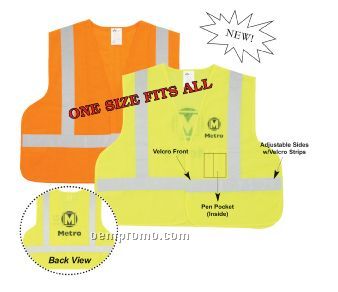 Polyester Mesh Safety Vest W/ 2" Reflective Stripes- Ansi Class 2