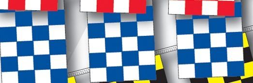 60' 8 Mil Rectangle Checkered Race Track Pennant - Blue/White