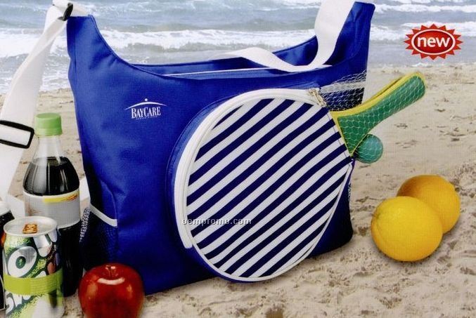 Polyester Beach Cooler Bag With Racquet & Ball Game