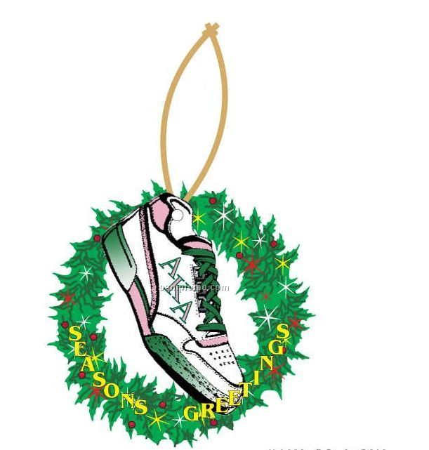 Alpha Kappa Alpha Sorority Shoe Wreath Ornament / Mirror Back (12 Sq. Inch)