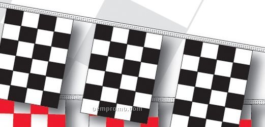 60' 4 Mil Rectangle Checkered Race Track Pennant - Black/White