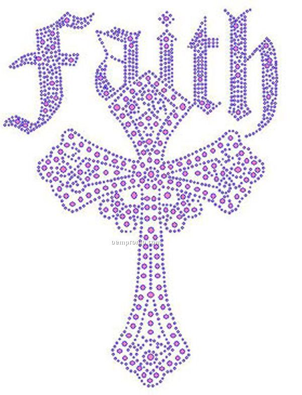 Cross W/Faith Rhinestone Transfer