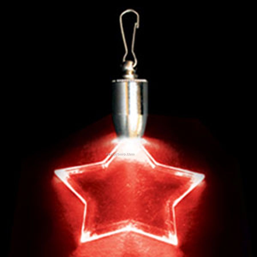 Light Up Pendant With Clip - Star - Red LED