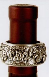 Metalla Ornamental Pewter Grape Clusters Wine Drip Collar