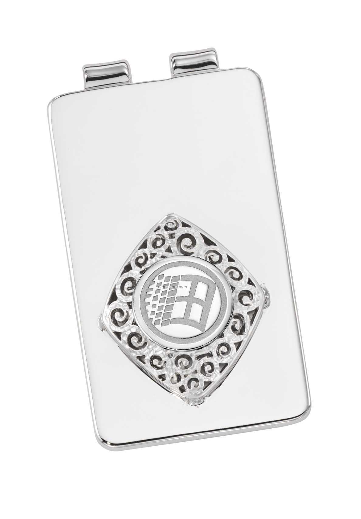 Ovations - Grandeur Silver Plated Money Clip - Round Area For Laser Engrave