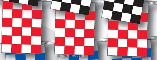 60' 4 Mil Rectangle Checkered Race Track Pennant - Red/White