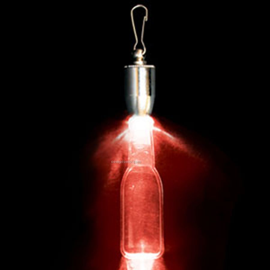 Light Up Pendant With Clip - Round Bottle - Red LED