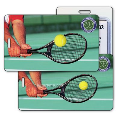Luggage Tag W/ 3d Lenticular Image Of A Tennis Ball And Racquet (Imprint)