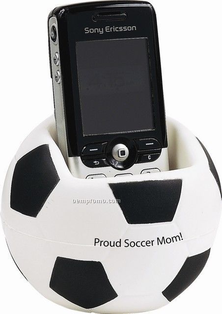 3"X3-1/2" Stress Reliever Sports Ball Cell Phone Holder (Soccer Ball)