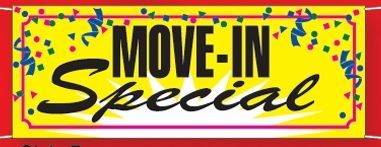 3'x8' Stock Printed Confetti Banners - Move-in Special
