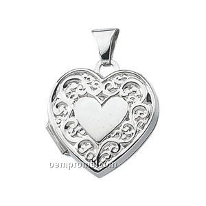 15x15-1/2 Ladies' Stainless Steel Heart Locket
