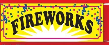 3'x8' Stock Printed Confetti Banners - Fireworks