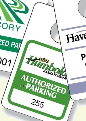 4-color Process White Gloss Plastic Parking Tag (2.4"X3.9")