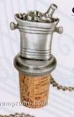 Pewter Wine Bucket Bottle Stopper With Chain