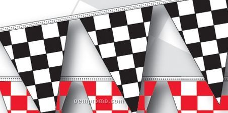 100' 8 Mil Triangle Checkered Race Track Pennant - Black/White