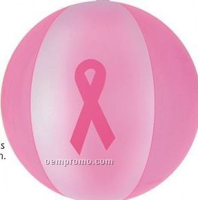 16" Inflatable 2 Alternating Opaque Color Beach Ball W/ Pink Ribbon Imprint