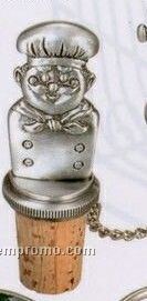 Chef Pewter Bottle Stopper W/ Chain