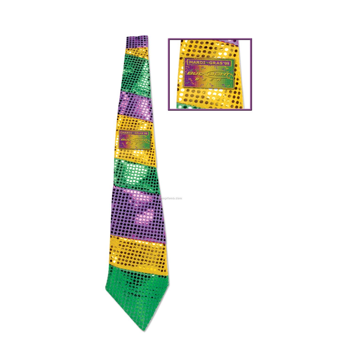 Custom Imprinted Jumbo Mardi Gras Glitz 'n Gleam Neckties
