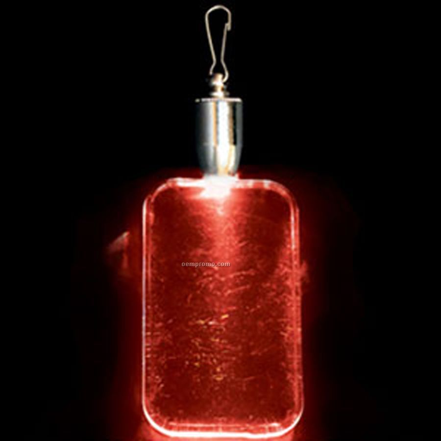 Light Up Pendant With Clip - Dog Tag - Red LED