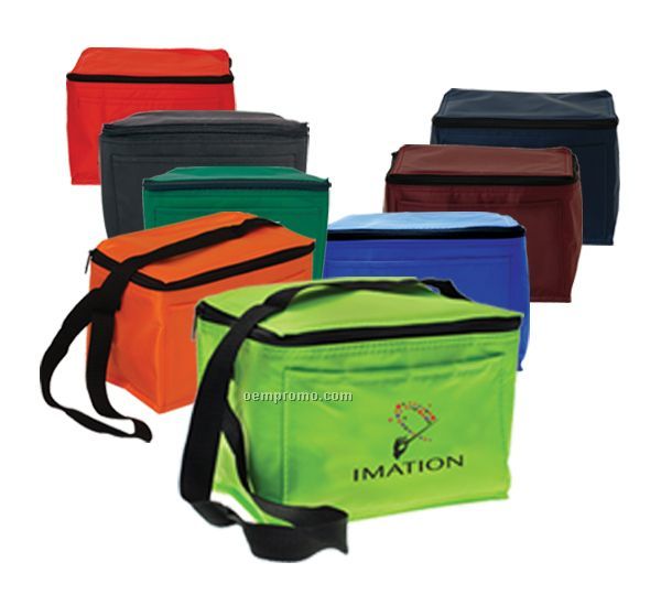 Nylon 6 Pack Cooler Bag W/ Open Front Pocket (4 Color Process)