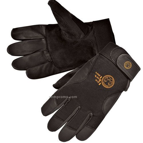 Premium Black Grain Goatskin Mechanic Gloves W/ Leather Palm (S-2xl)