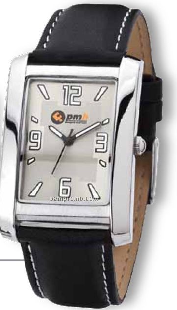 Watch Creations Men's Watch W/ Rectangle Face & Black Leather Strap