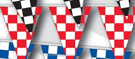 100' 8 Mil Triangle Checkered Race Track Pennant - Red/White