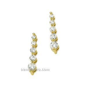 14ky 1ct Tw Journey Diamond Earrings(Pair)