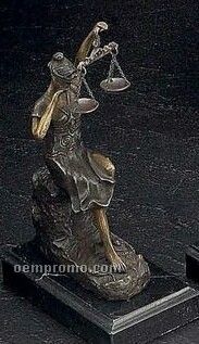 Crying Lady Justice Sculpture On Marble Base
