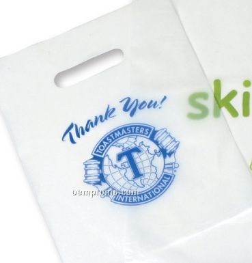 Frosted Clear Plastic Merchandise Bag W/ Oval Die Cut Handle (9"X12")